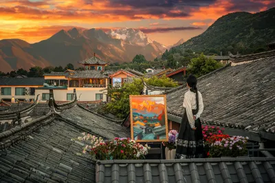 Yunman Mu Mountain SnowPanoramic Aesthetic Vacation Courtyard Viewing the Ancient City Snow Mountain