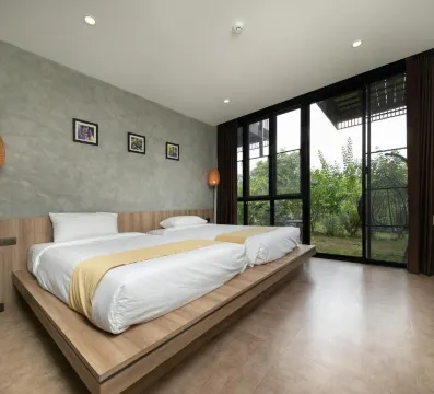 ห้องเตียงแฝด พร้อมวิวสวน