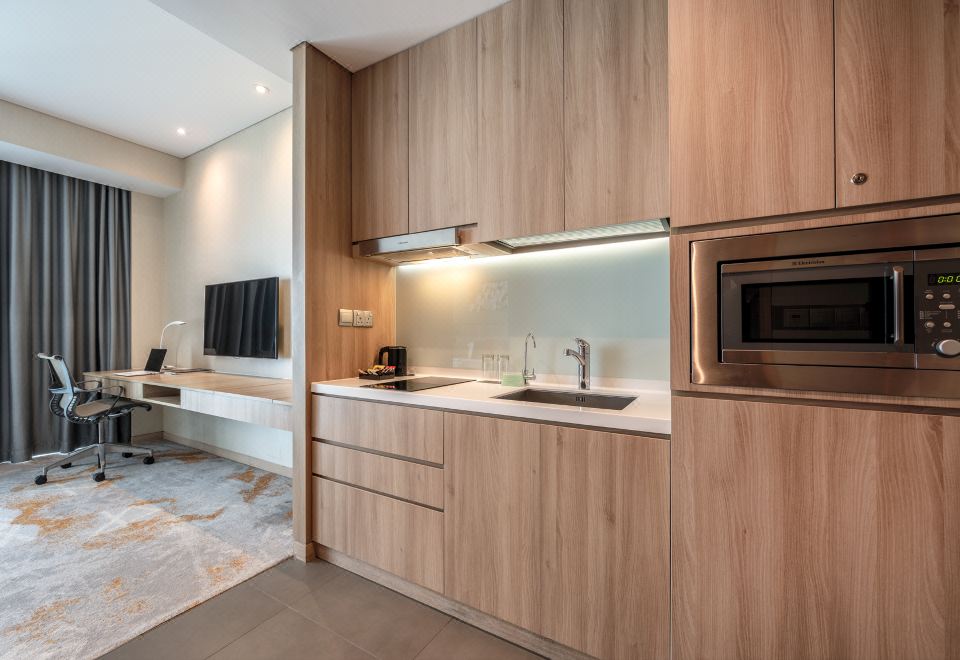 [도셋 창이 시티 싱가포르의 현대적인 객실 전경]