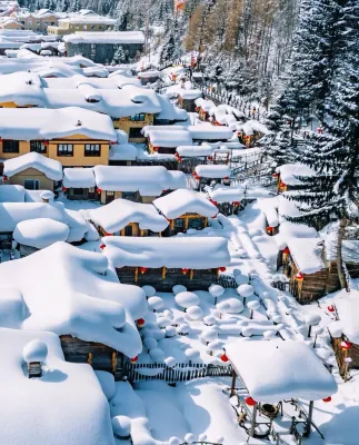 A snow and a winter   Hotel Живописный район Хайлиня река Erlang: отели