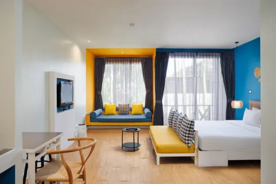 ห้องดีลักซ์ เตียงคิงไซส์ พร้อมวิวสวน