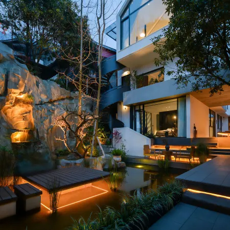 Overlooking Stream · Mountain Secret Retreat | Luxury Private Hot Spring Quiet Courtyard Resort