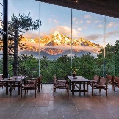 Misty Forest | Golden Dawn on Snow Peaks · Wild Luxury Secluded Mountain Lodge Hotels near Blue Moon Valley
