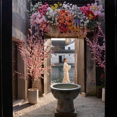 Yibaijian Designer Homestay in Nanxun. Hotel berhampiran Baijianlou Minju