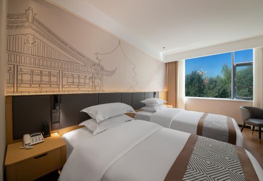 란팅 라이트 럭셔리 호텔의 야경 외관