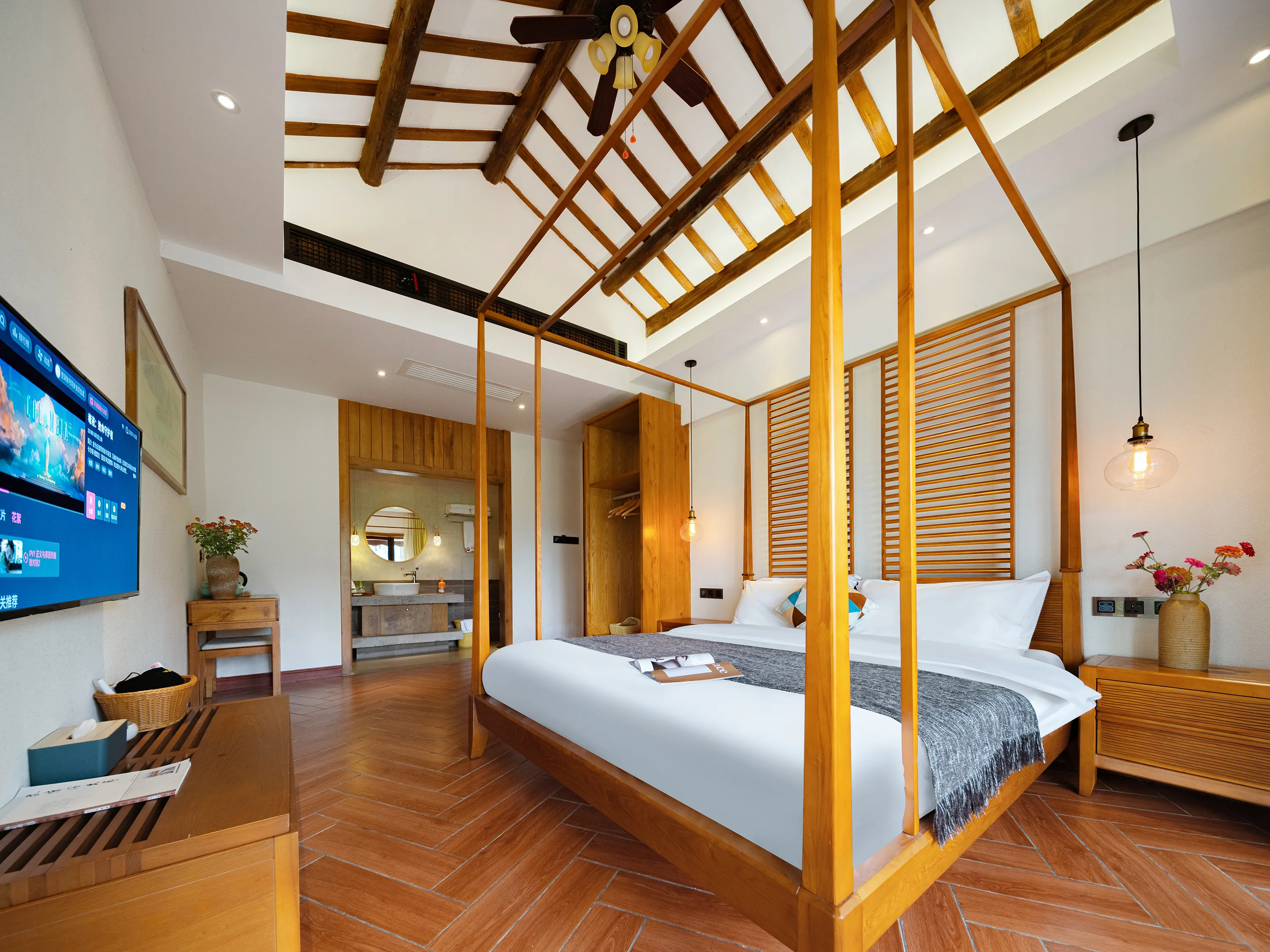 Zhangjiajie Ldyllic Pondside Timber Lodge Rum Photos