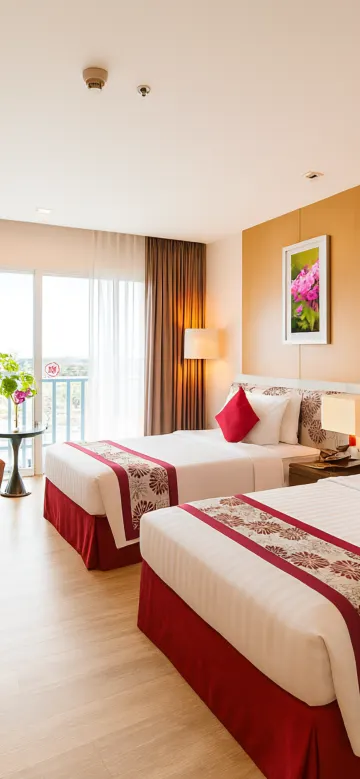 ห้องดีลักซ์ เตียงแฝด พร้อมระเบียง