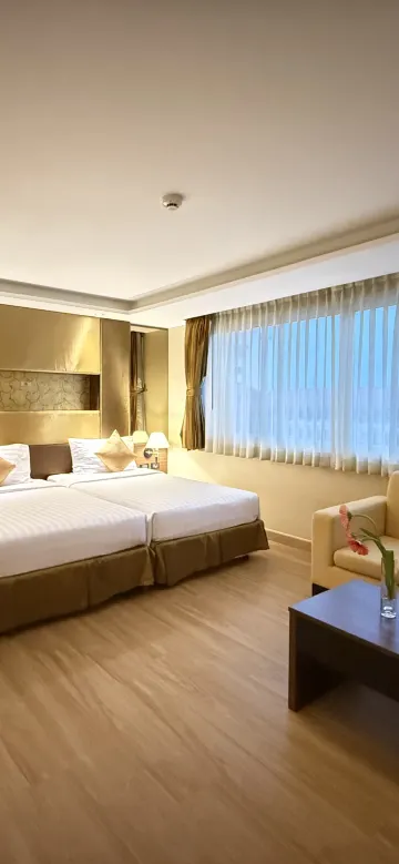 ห้องดีลักซ์ เตียงคู่ พร้อมอ่างอาบน้ำ