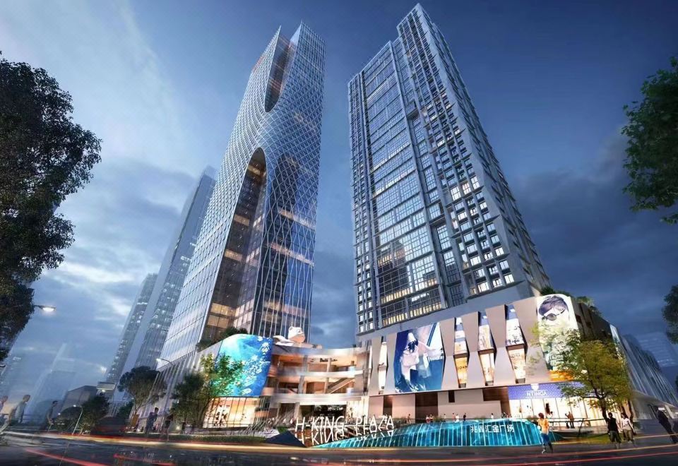 A rendering depicts the proposed development of an office building at Yutai Hotel Apartment (Dongmen Pedestrian Street Luohu Port Branch)