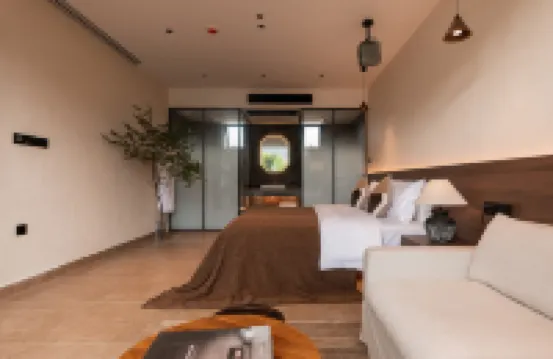 Experience the breathtaking panorama of snow-capped mountains in a luxurious villa.