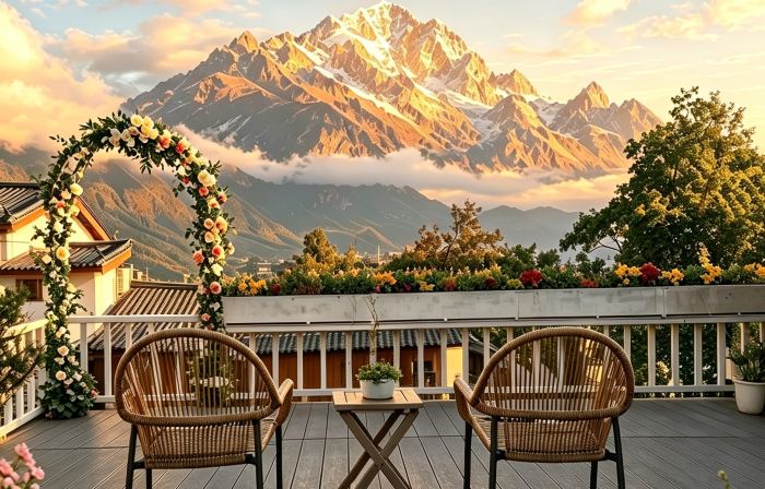 Watch the mountains with you·Designer 180° view of the snow-capped mountains