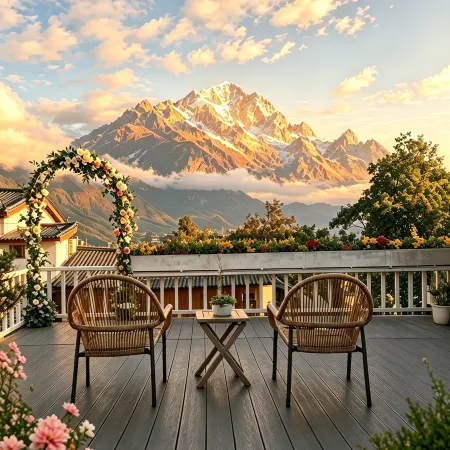Watch the mountains with you·Designer 180° view of the snow-capped mountains