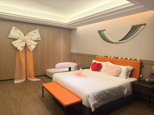 Romantic Elegant Double Bed Room (Premium Mattress + Sleep Aid Pillow + Hd TV Casting)