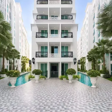 รูปภาพของอพาร์ทเมนต์โอลิมเปียในตัวเมืองพัทยา สระว่ายน้ําชุมชนวงแหวน