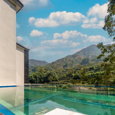 Qing ink Tea Garden pleasant color designer air infinity pool mountain luxury beauty night