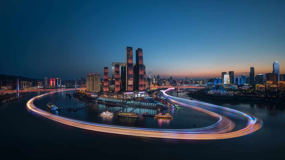 Chongqing Liberation Monument, Hongya Cave, BERKIN. Baili Jin Skyview Riverfront Hotel.