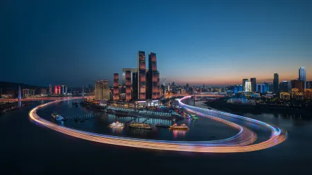 Chongqing Liberation Monument, Hongya Cave, BERKIN. Baili Jin Skyview Riverfront Hotel.