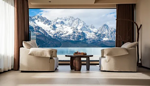 Lán·Shanying | Sky Terrace & Private Hot Spring · Panoramic Snow View (Baisha Old Town) - موقف سيارات