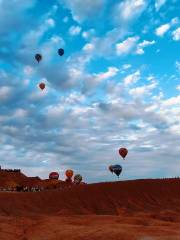 張掖七彩丹霞旅遊景區-七彩虹霞觀景台-熱氣球繫留飛體驗區