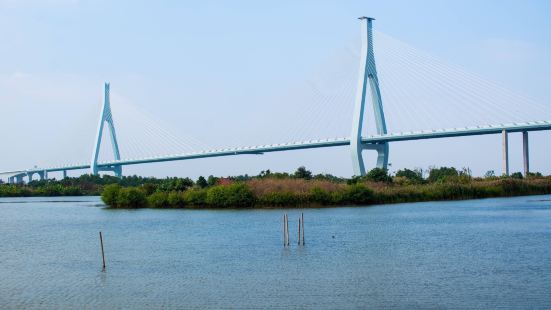 芒洲濕地公園，呈半島形狀，公園內建有生態宣傳展示區、濕地原生