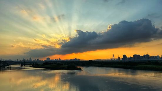 傍晚時分的河堤散步 - 今日走的是淡水河忠孝橋區段、日暮時分