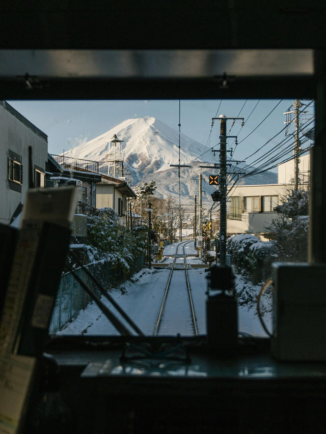 開往富士山的電車富士急行線視角看富士山