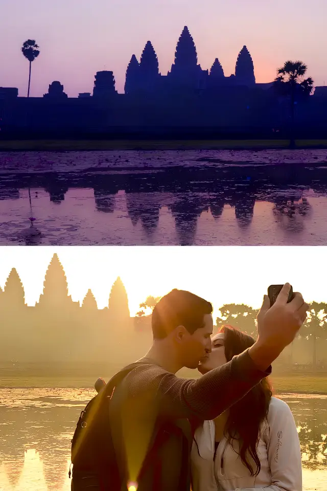 캄보디아 앙코르 와트 여행 시 놓치지 말아야 할 아름다운 일출.