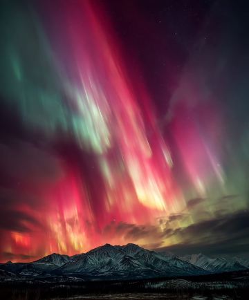 アラスカのデナリにかかる赤いオーロラの幻想絵画 今年のアラスカのオーロラは本当にすごい！！！ | Trip.com デナリ