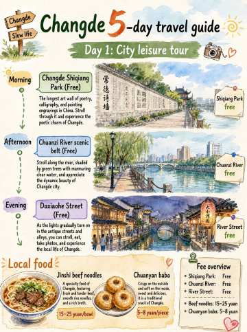 5-day 4-night slow-paced Changde trip: A healing journey through the Poetry Wall, Peach Blossom Spring, and bustling streets