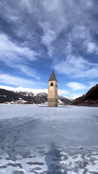 The Sunken Bell Tower of Ice – Winter Magic at Lago di Resia 🔔❄️