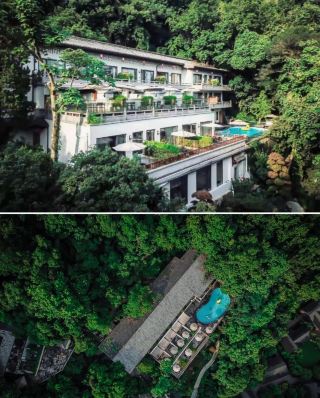 หลีกหนีความวุ่นวายไปพักผ่อนบนภูเขาและป่าไม้ของจิ่วซี! นอนหลับพักผ่อนในวิลล่าบนภูเขาที่สวยงามราวกับเทพนิยาย ท่ามกลางธรรมชาติอันเขียวขจี