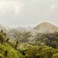 Mysterious Chocolate Hills on a rainy day 
