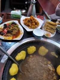 Trying out Beijing Tie Guo Dun Dish