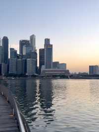 Marina Bay at Dusk: A Peaceful Evening Path with City Views