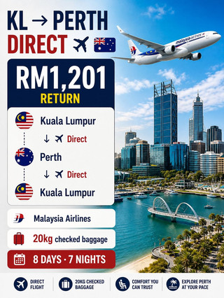 🇦🇺 KL → PERTH DIRECT FOR RM1,201 RETURN? 👀