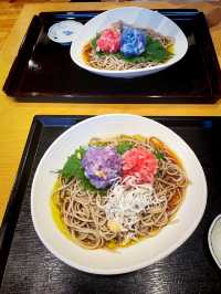 【神奈川県/極楽寺　お蕎麦の上にある色鮮やかな紫陽花&レモンをかけて色の変化も楽しめる】