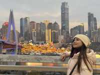 Hongyadong at Twilight: Crossing Qianqiao Bridge for the 6 PM Light-Up