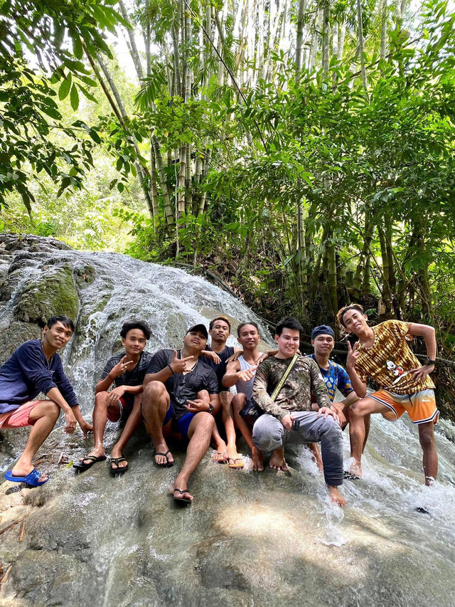 A Picturesque Two Tiered Waterfall located in the Lush of Hill in Alegria