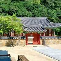 울창한 숲길 끝에 자리한 웅장한 사찰
