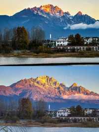 麗江此生必睡  躺在床上就可以看到日照金山