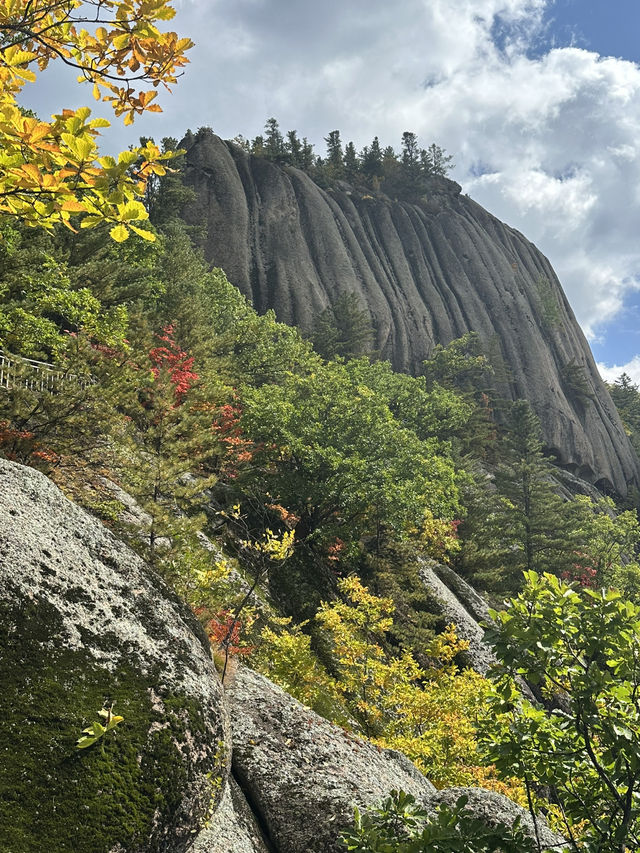長白山紅石峯生態風景區紅楓染紅了峯頂