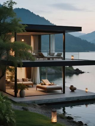 เดินเล่นริมแม่น้ำฟู่ชุนในฤดูหนาวที่เมืองถงหลู | นั่งเรือเล็กชมภาพวาดสีน้ำบนผืนผ้า