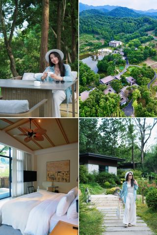 Hide away in the mountains of Lujiang and soak in a hot spring pool that's all yours
