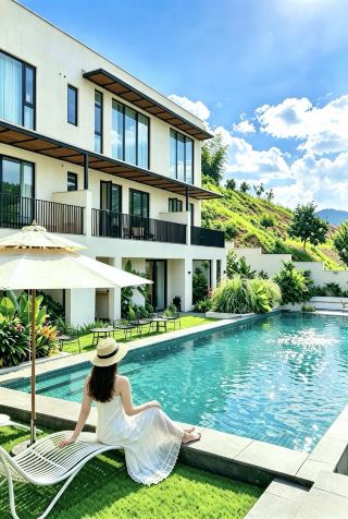 Relax in wild mountain hot springs near Wuhan, overlooking forest scenery