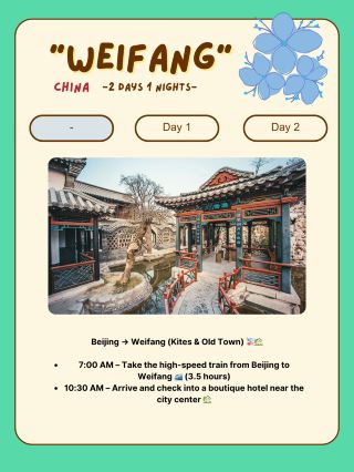 Weifang, Shandong itinerary-2Days