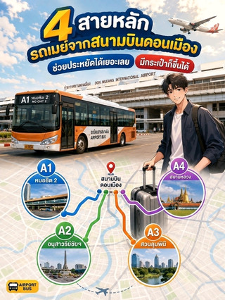 從廊曼機場搭巴士出市區好方便!