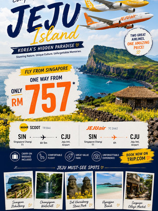 싱가포르 → 제주도 단 RM757부터!