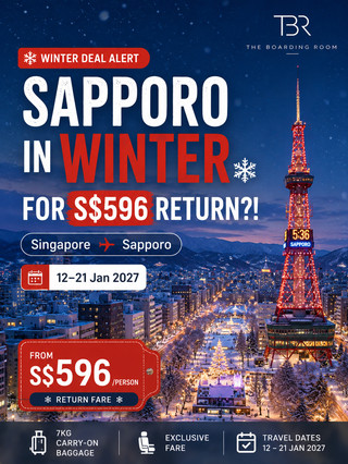 겨울 삿포로 왕복이 단 S$596?! 。