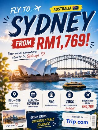 🇦🇺 ซิดนีย์ เริ่มต้นที่ RM1,769 ✈️ | ทริปพักผ่อน 5 วัน 4 คืนในออสเตรเลียของคุณเริ่มต้นที่นี่!