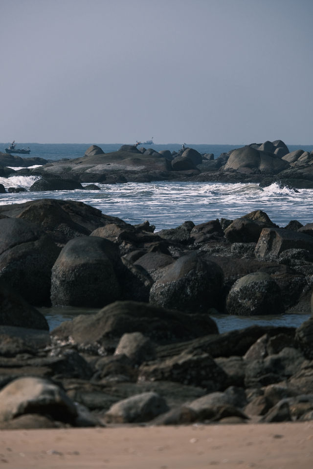 吳川冬天的海邊真的好美｜礁石｜日落｜趕海